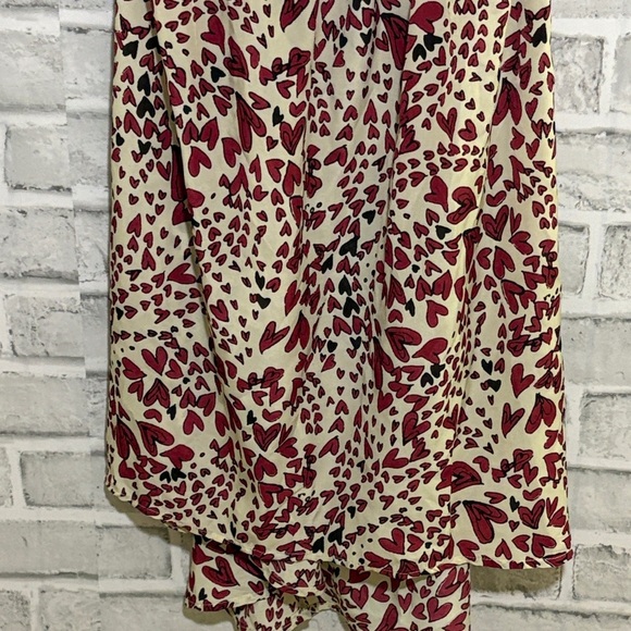 Papaya Red and Cream High Low Dress, cream, white, black hearts, ruffle size S - Picture 6 of 11